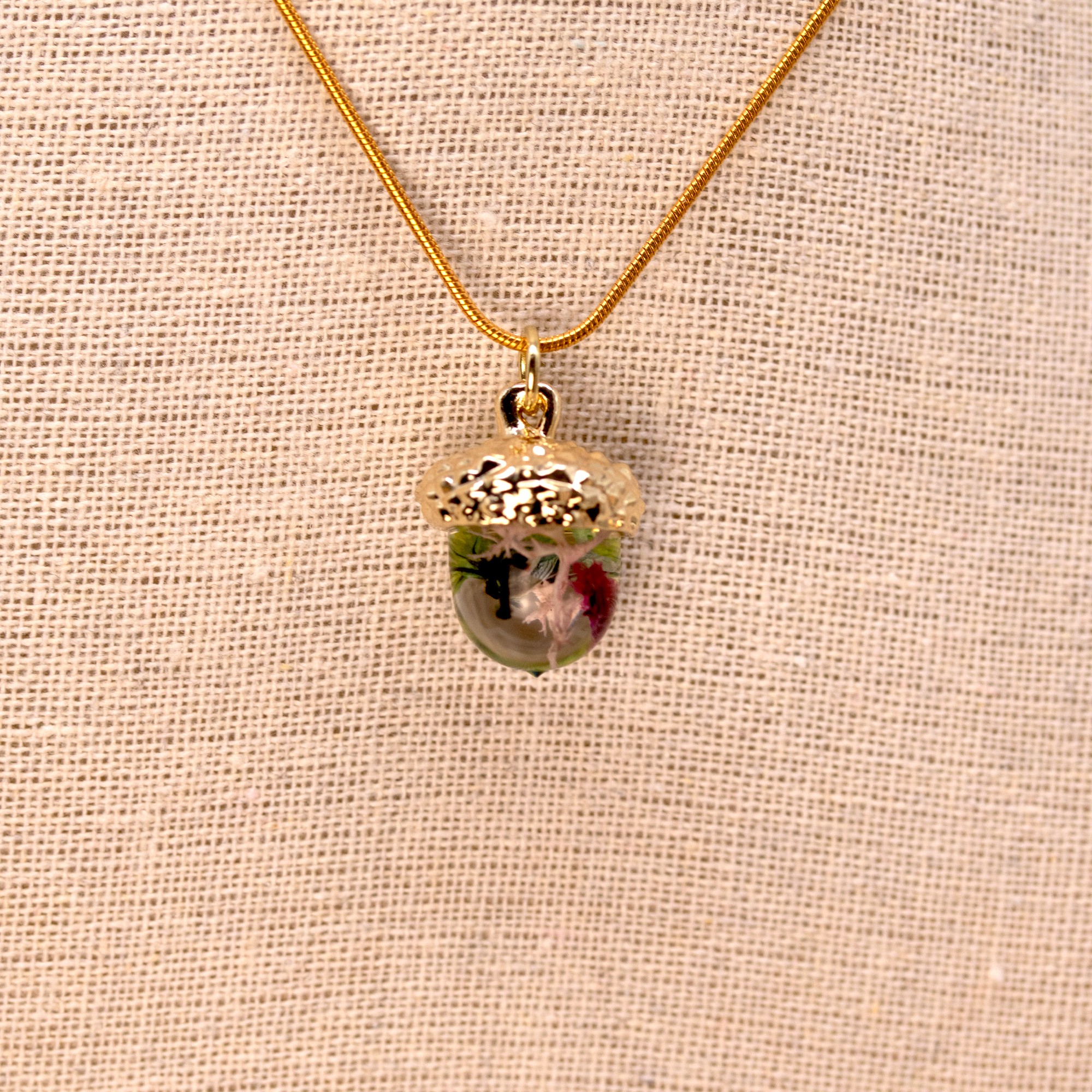 Dainty Botanical Flower Acorn Pendant image 10