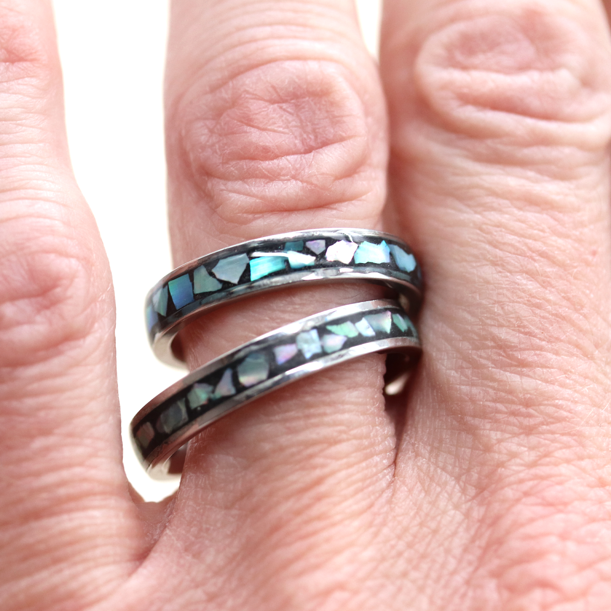 Dainty Abalone Shell Inlay Ring - Calico Unicorn