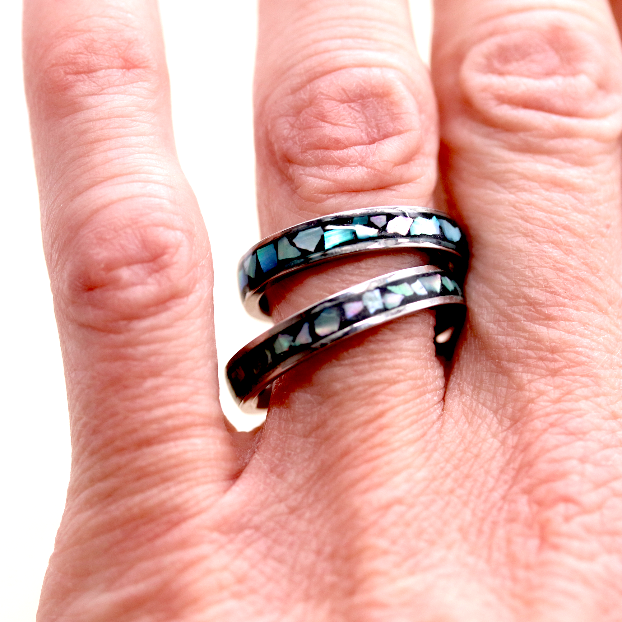 Dainty Abalone Shell Inlay Ring - Calico Unicorn