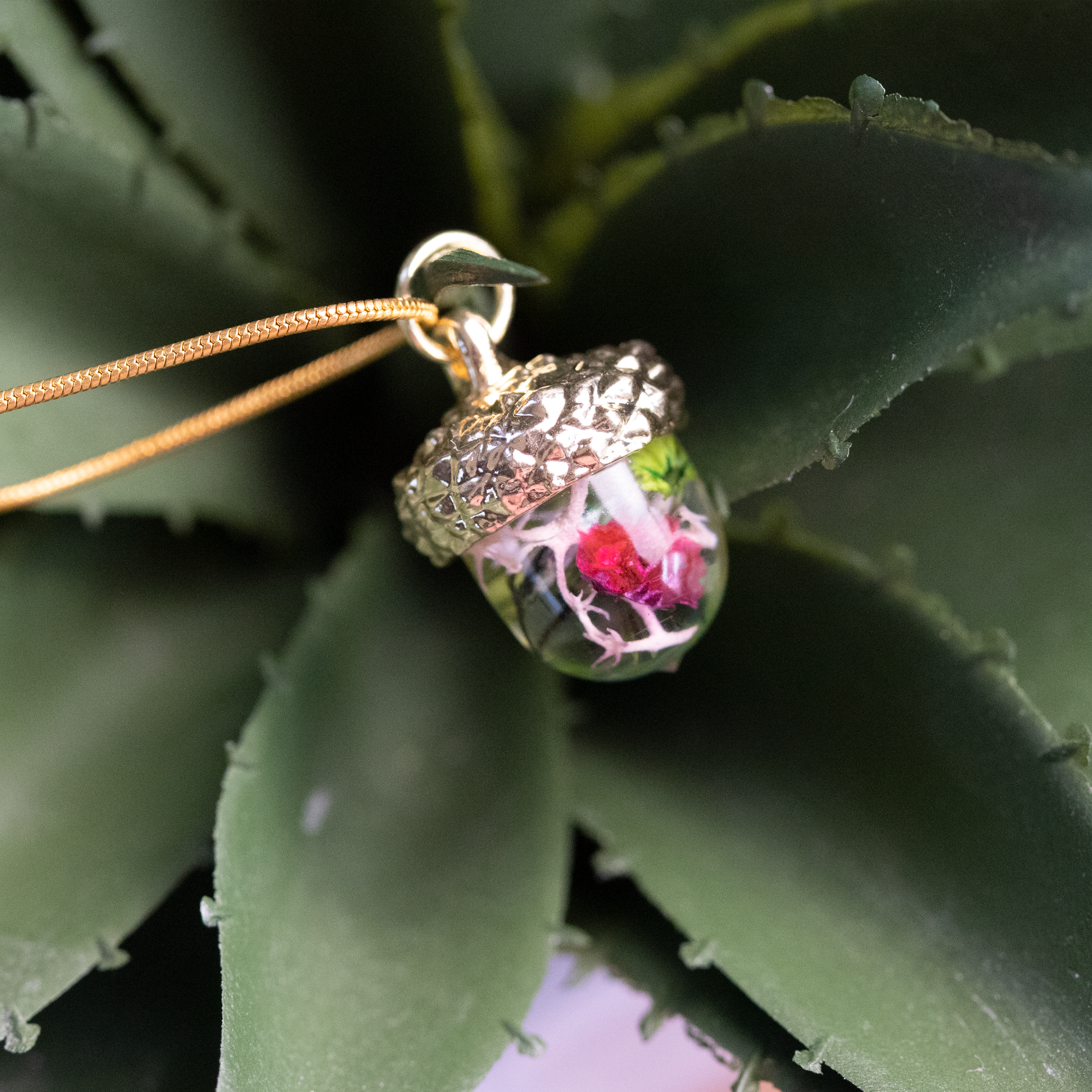 Dainty Botanical Flower Acorn Pendant image 6