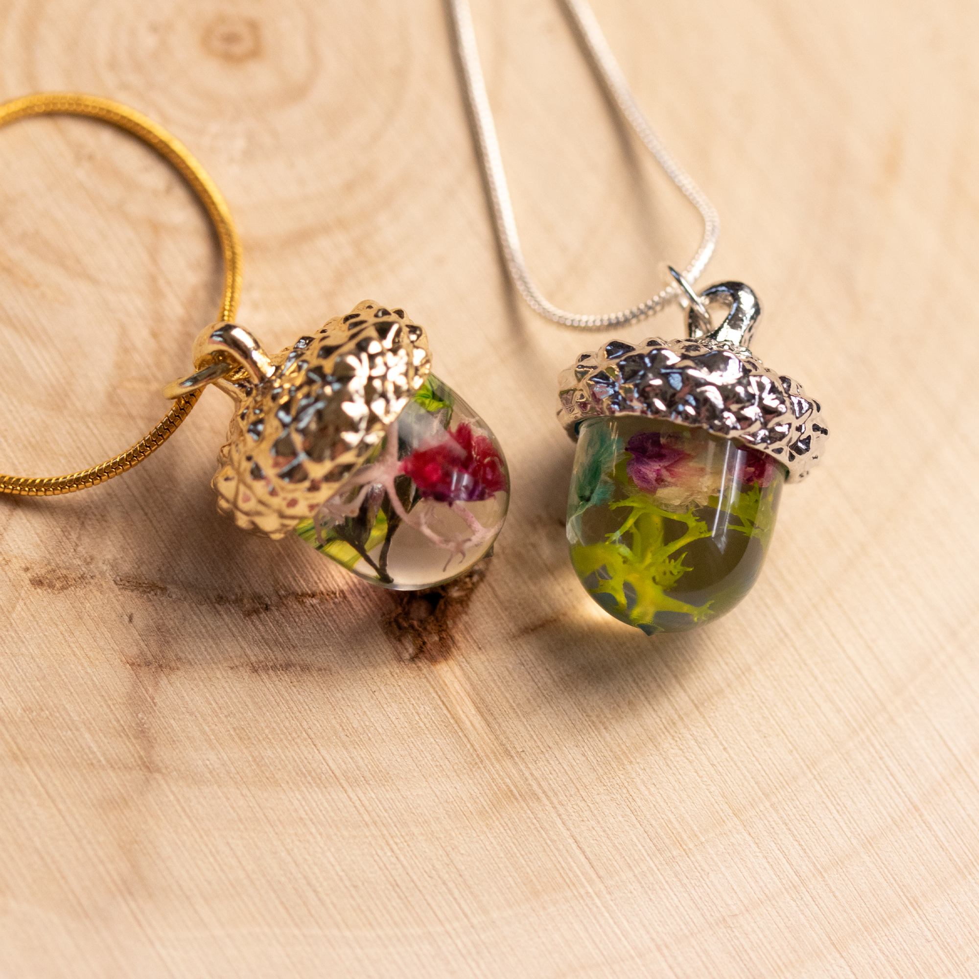 Dainty Botanical Flower Acorn Pendant image 0