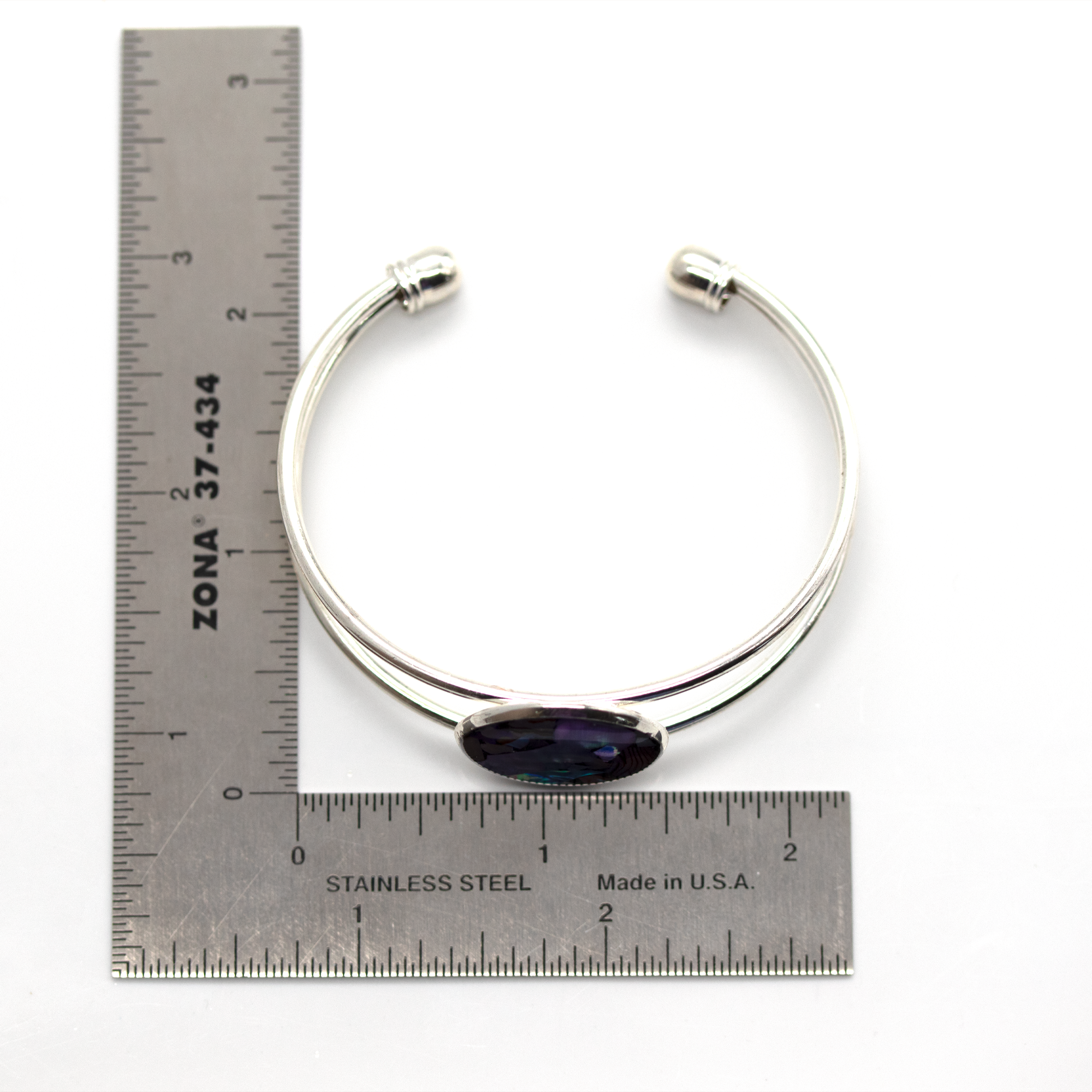 Abalone Shell Bangle Cuff Bracelet - Calico Unicorn