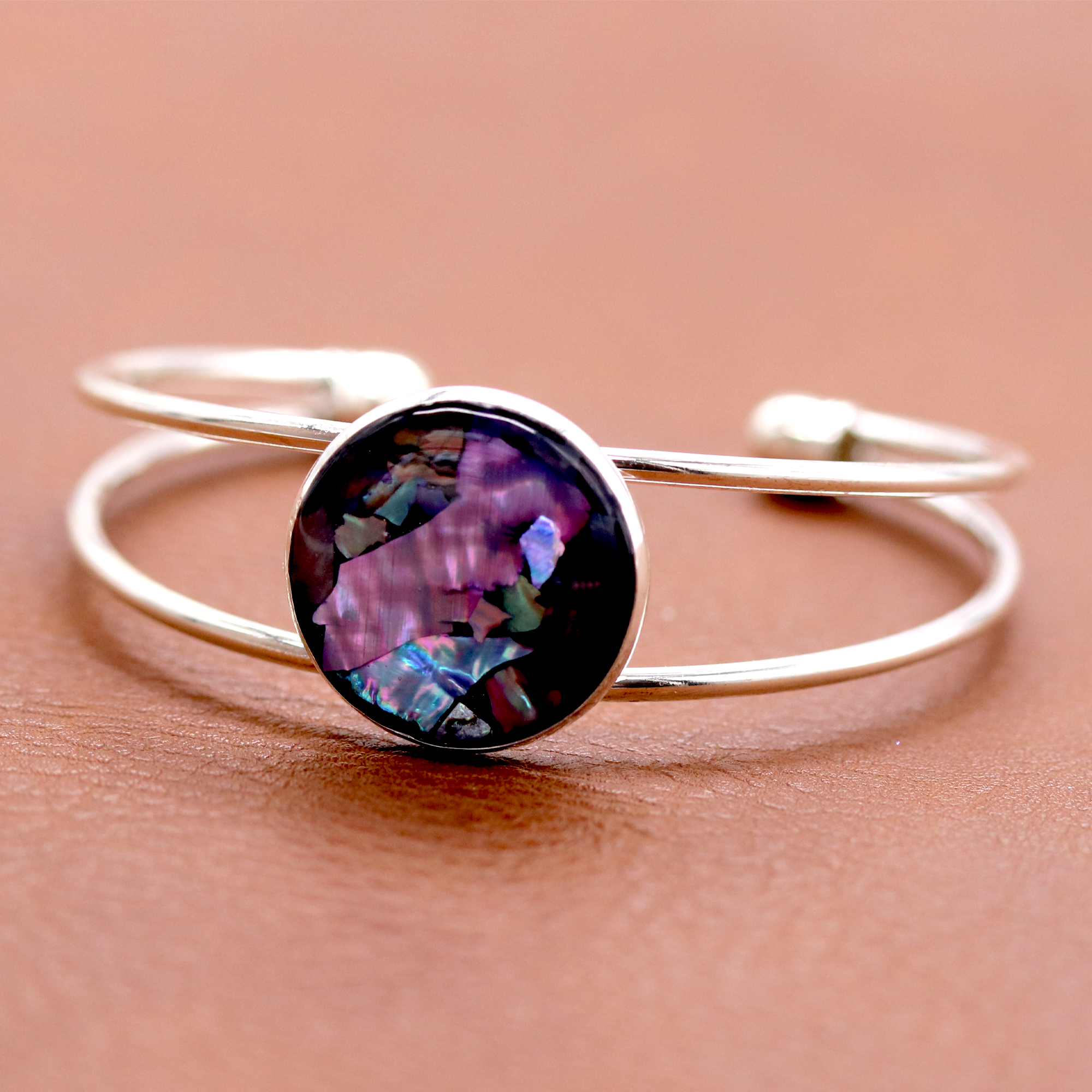 Abalone Shell Bangle Cuff Bracelet - Calico Unicorn