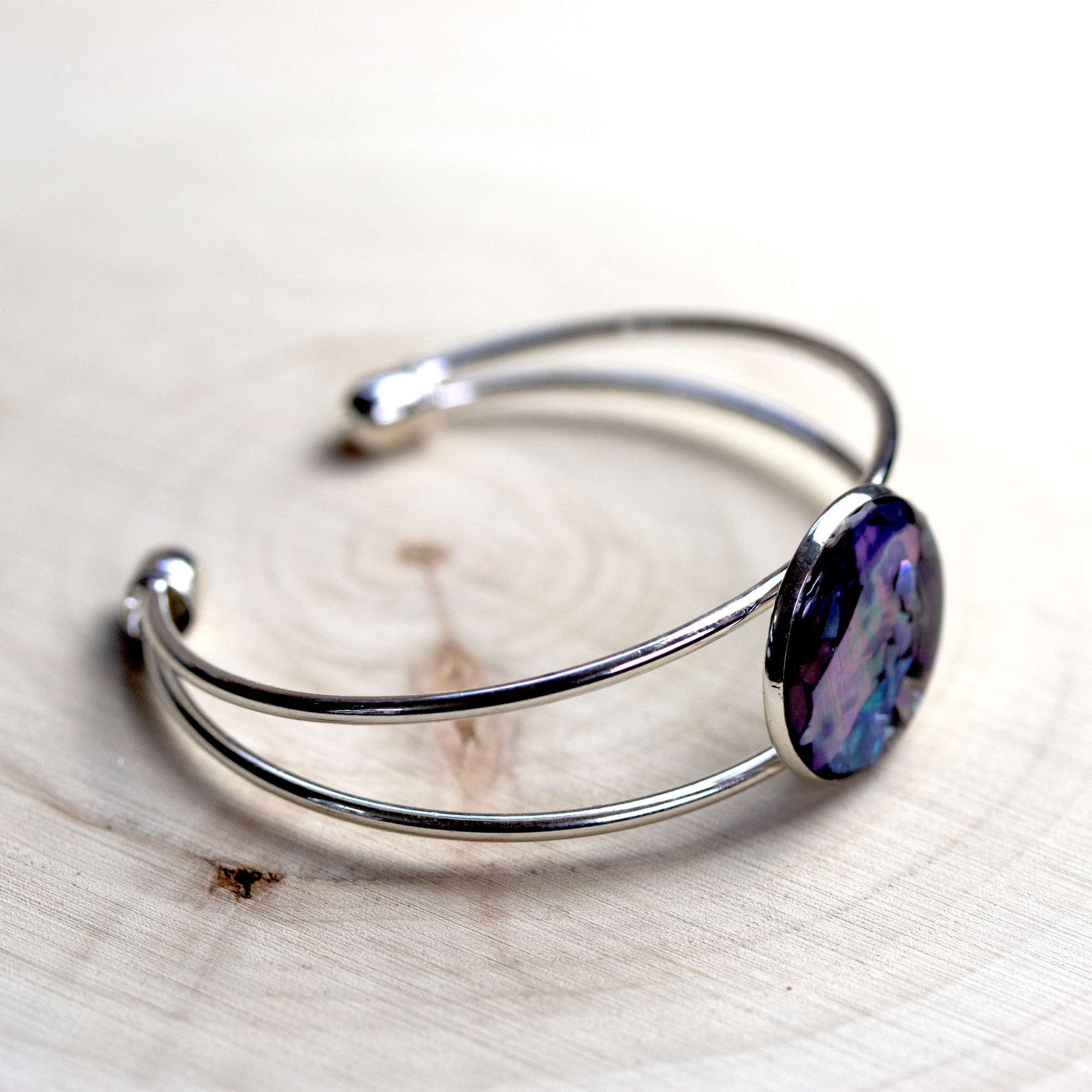 Abalone Shell Bangle Cuff Bracelet - Calico Unicorn