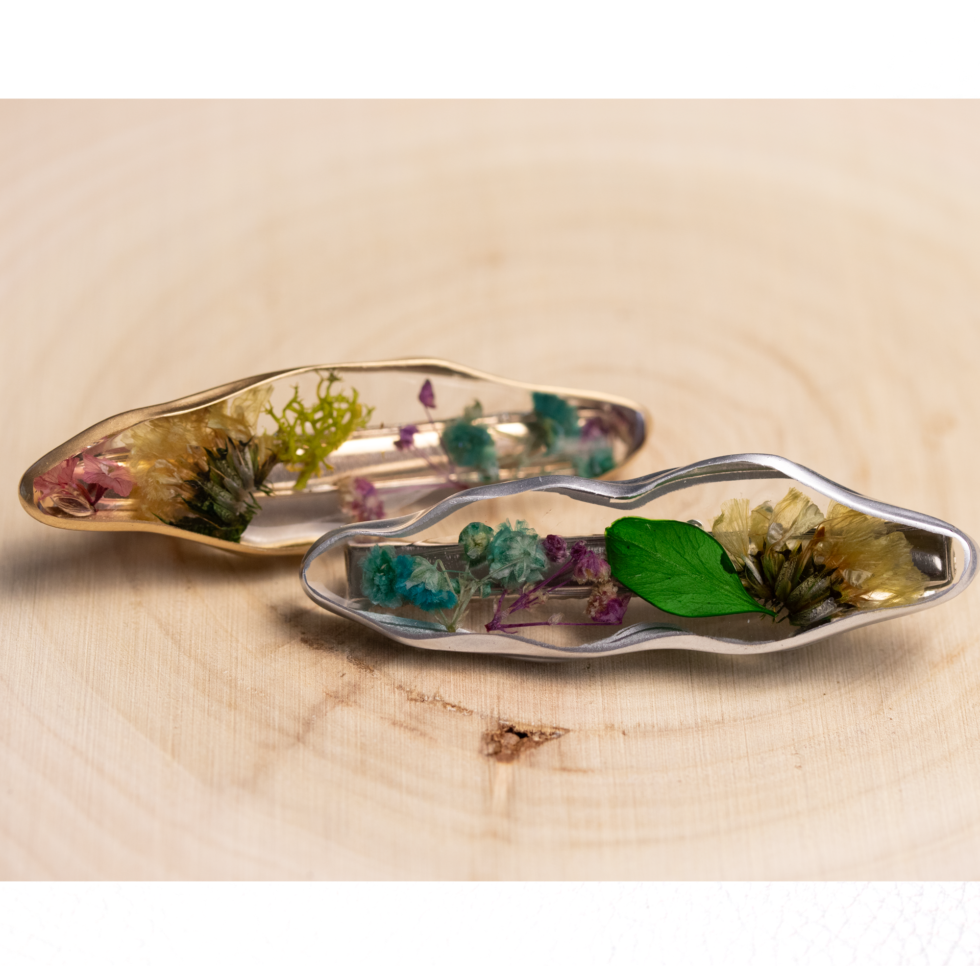 Botanical Flower Barrettes - Calico Unicorn