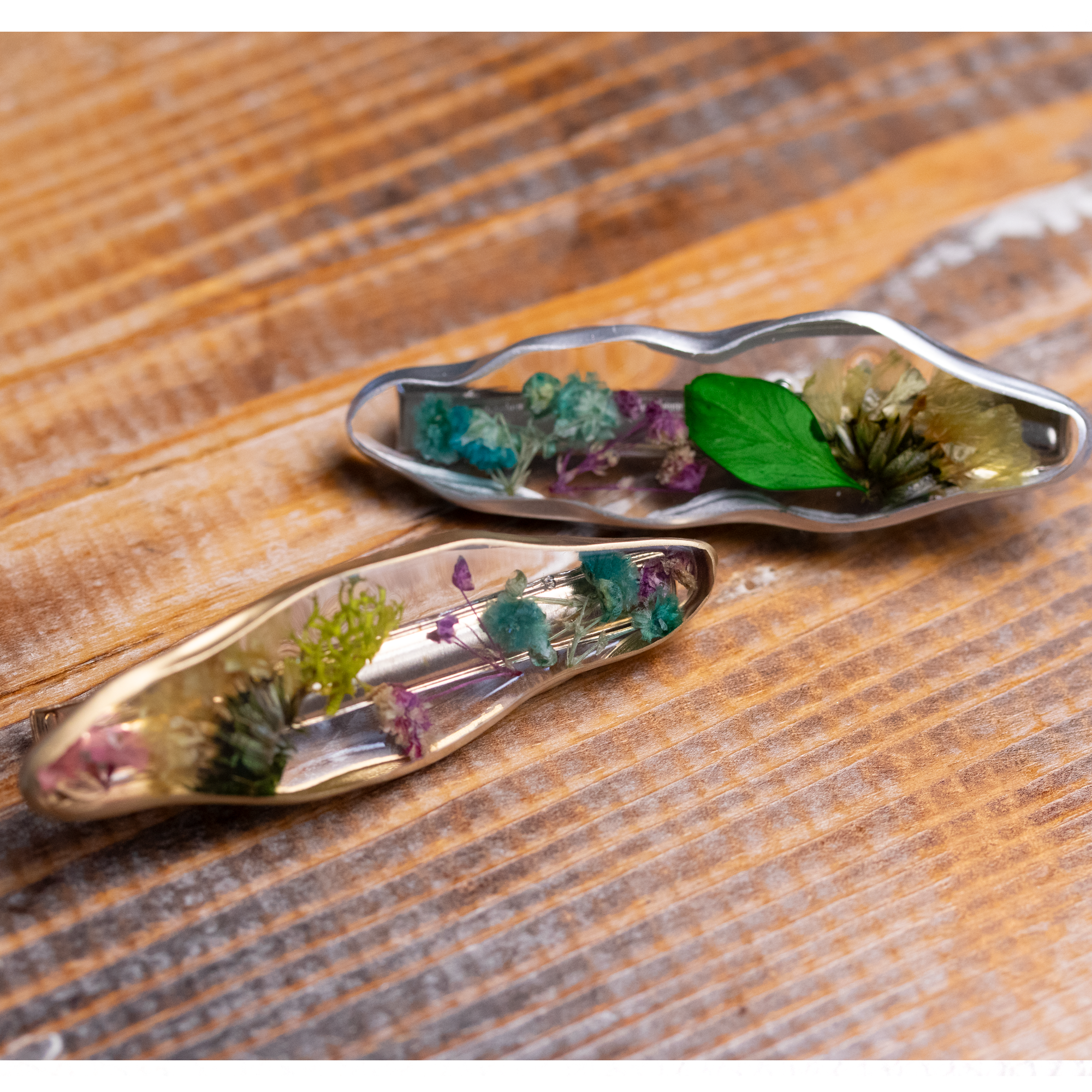 Botanical Flower Barrettes - Calico Unicorn