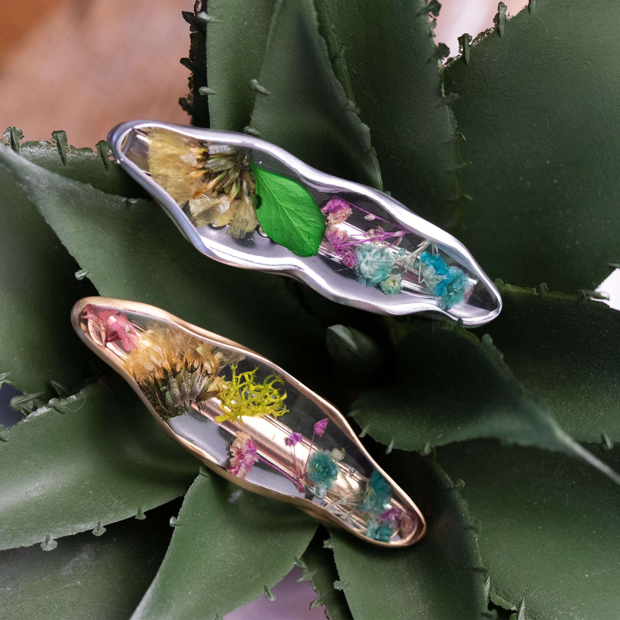Botanical Flower Barrettes - Calico Unicorn