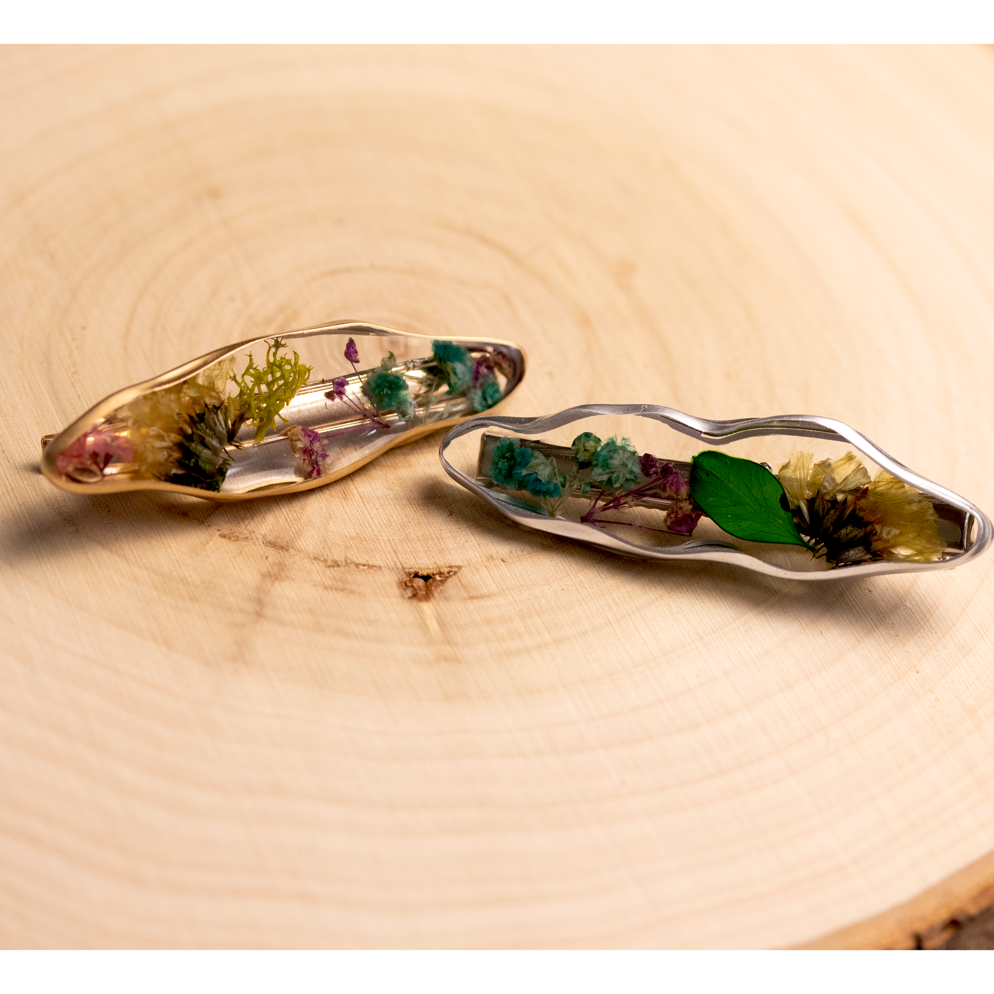 Botanical Flower Barrettes - Calico Unicorn
