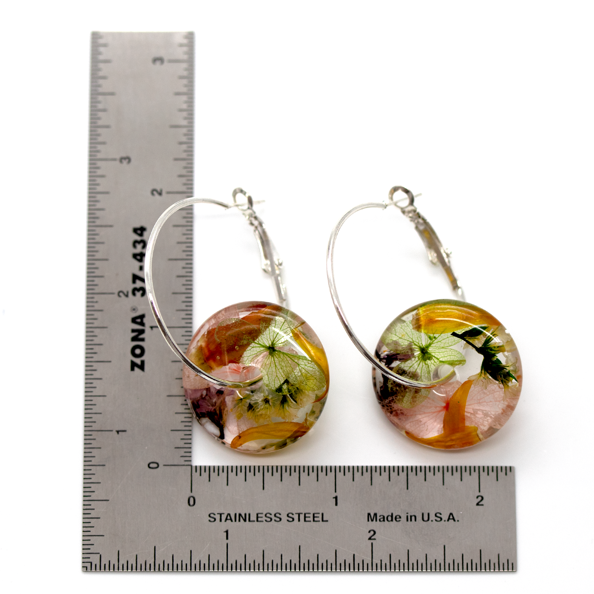 Botanical Flower Donut Shaped Earrings and Pendant Set - Calico Unicorn
