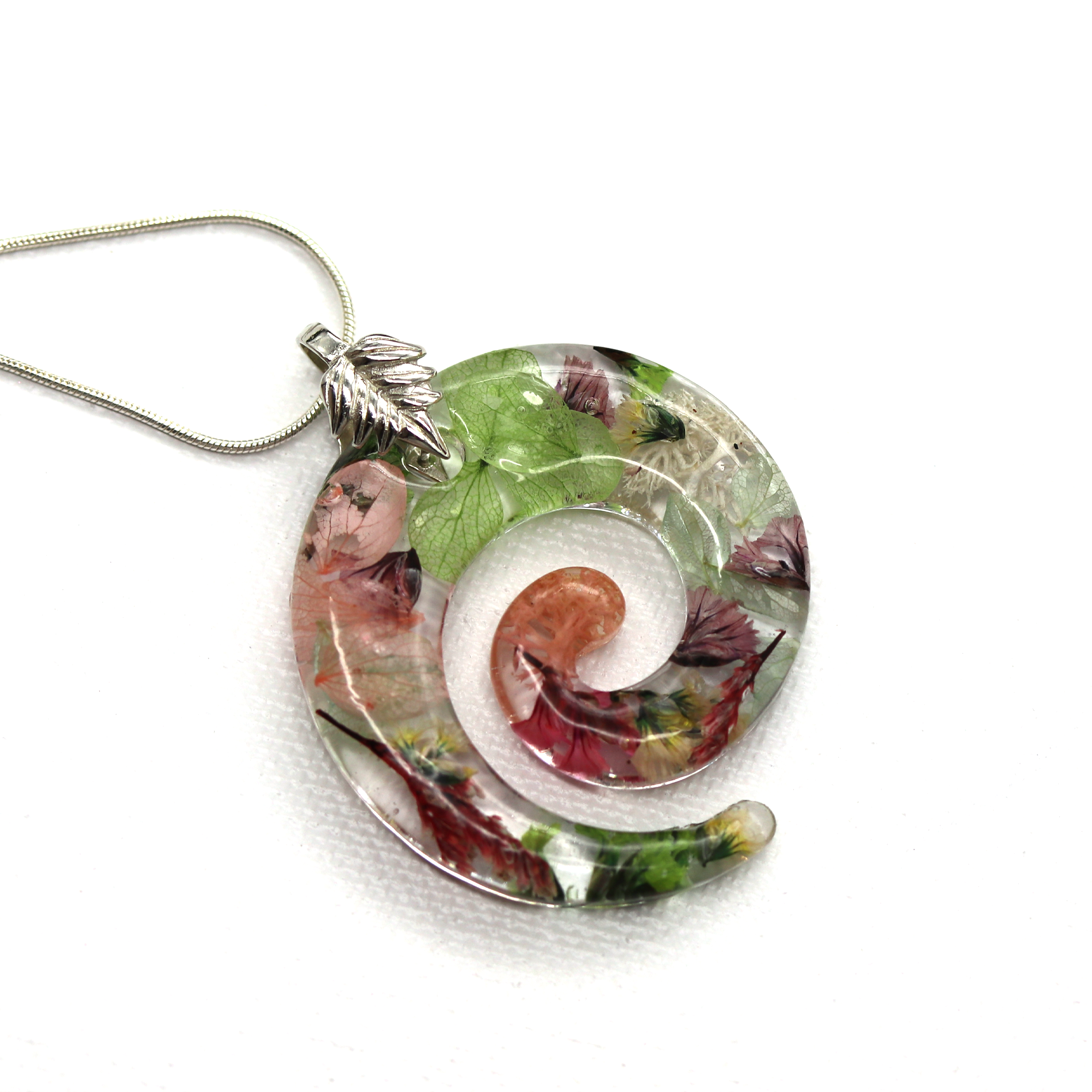 Botanical Flower Spiral Pendant - Calico Unicorn