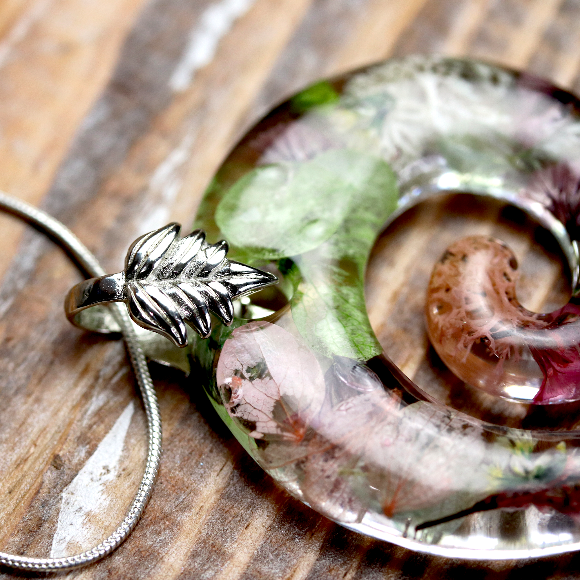 Botanical Flower Spiral Pendant - Calico Unicorn