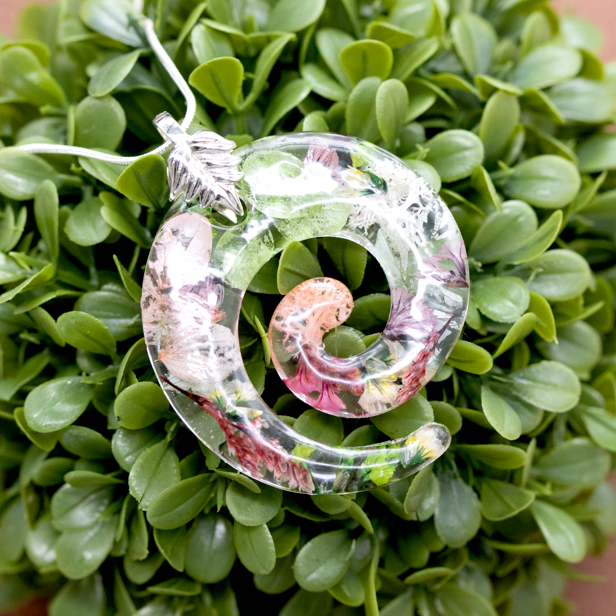 Botanical Flower Spiral Pendant - Calico Unicorn