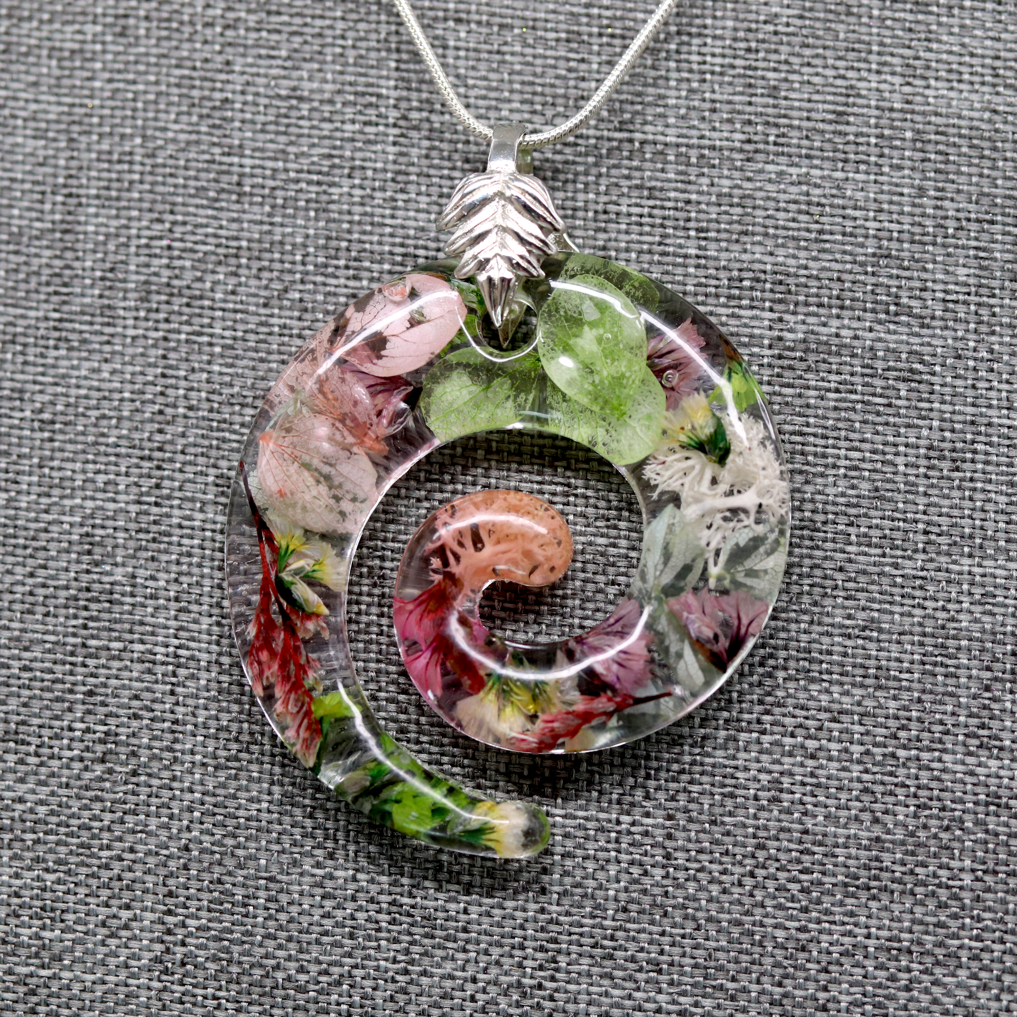 Botanical Flower Spiral Pendant - Calico Unicorn