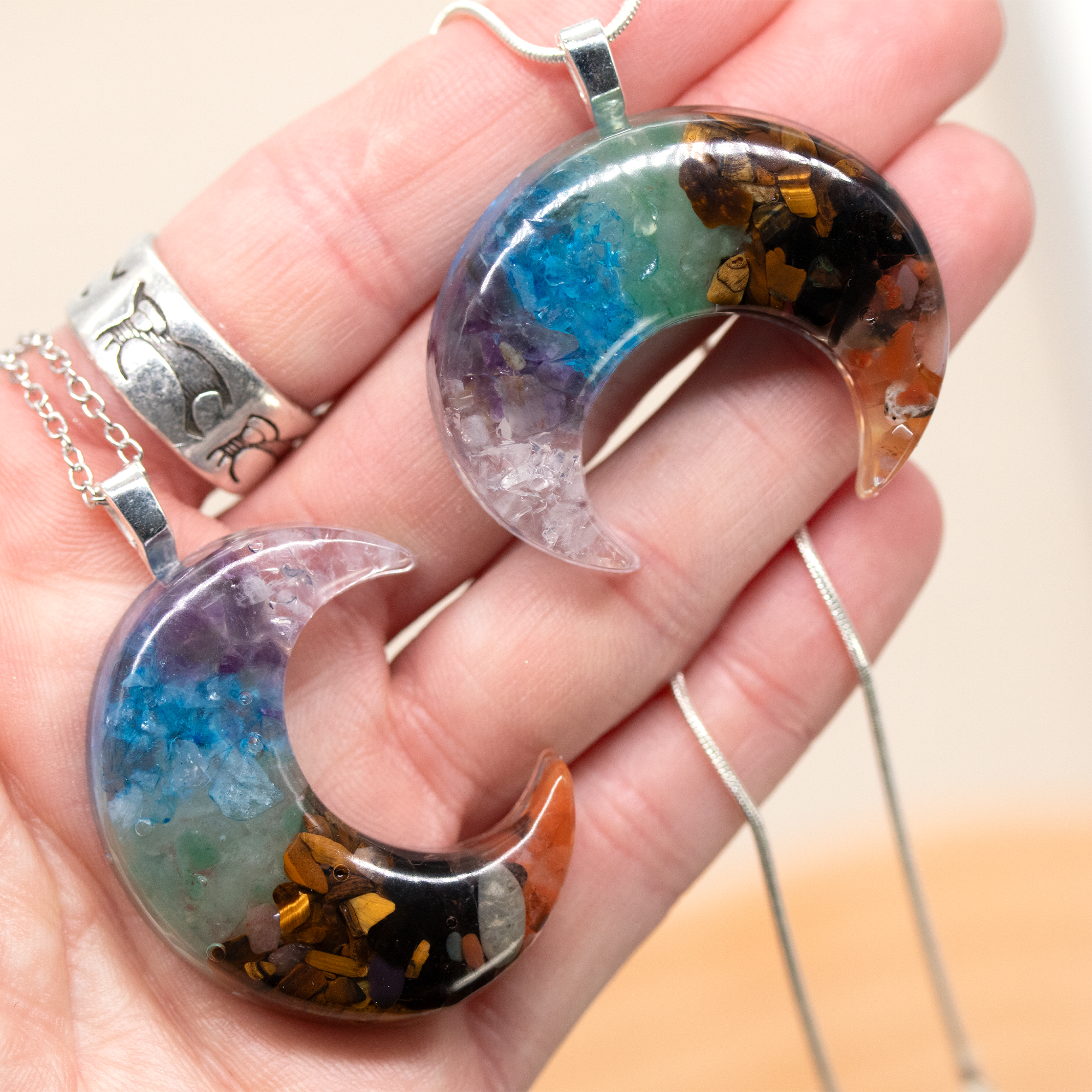 7 Chakra Moon Pendant