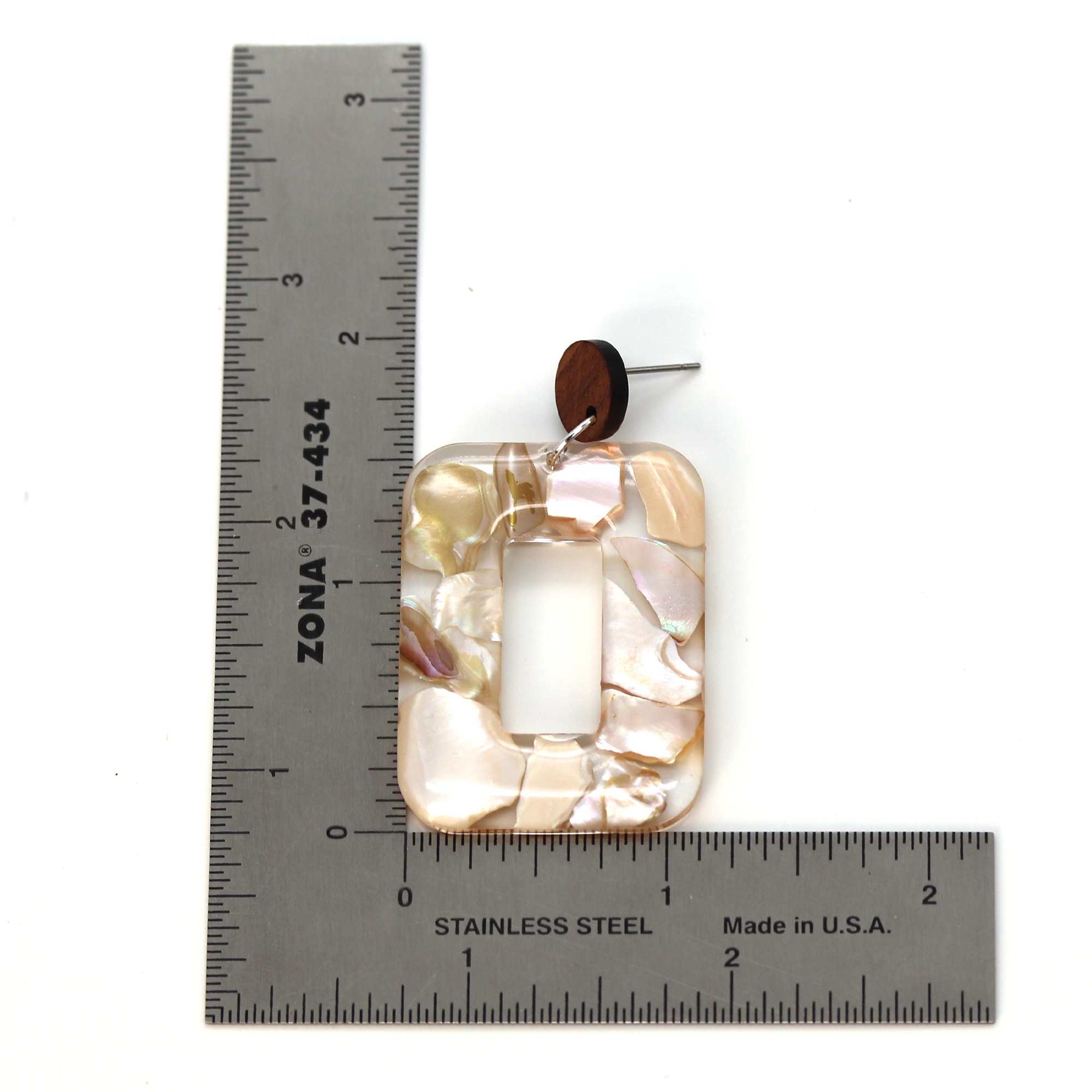 Boho Mother of Pearl Natural Wood Stud Earrings - Calico Unicorn