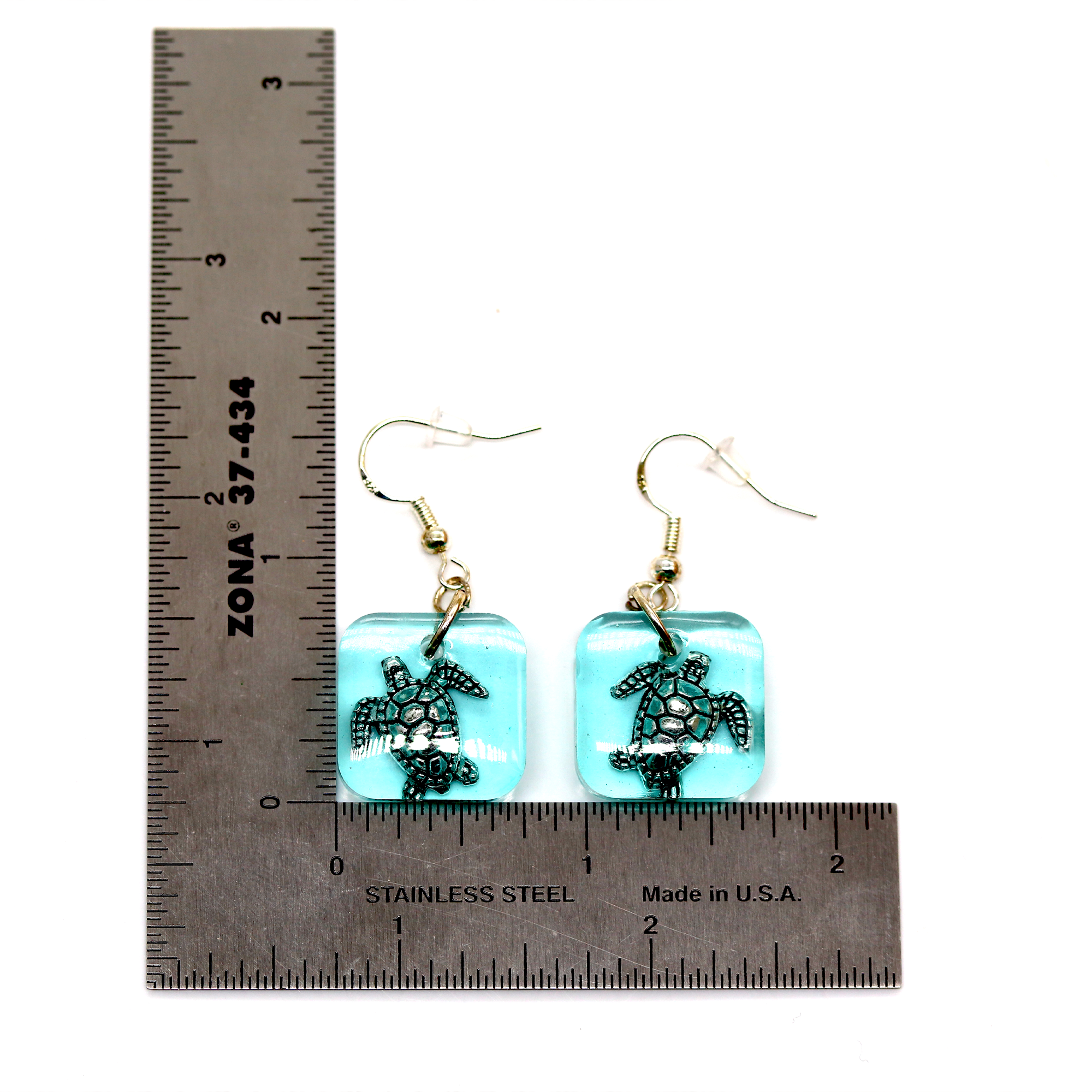 Turtle Underwater Seascape Earrings - Calico Unicorn