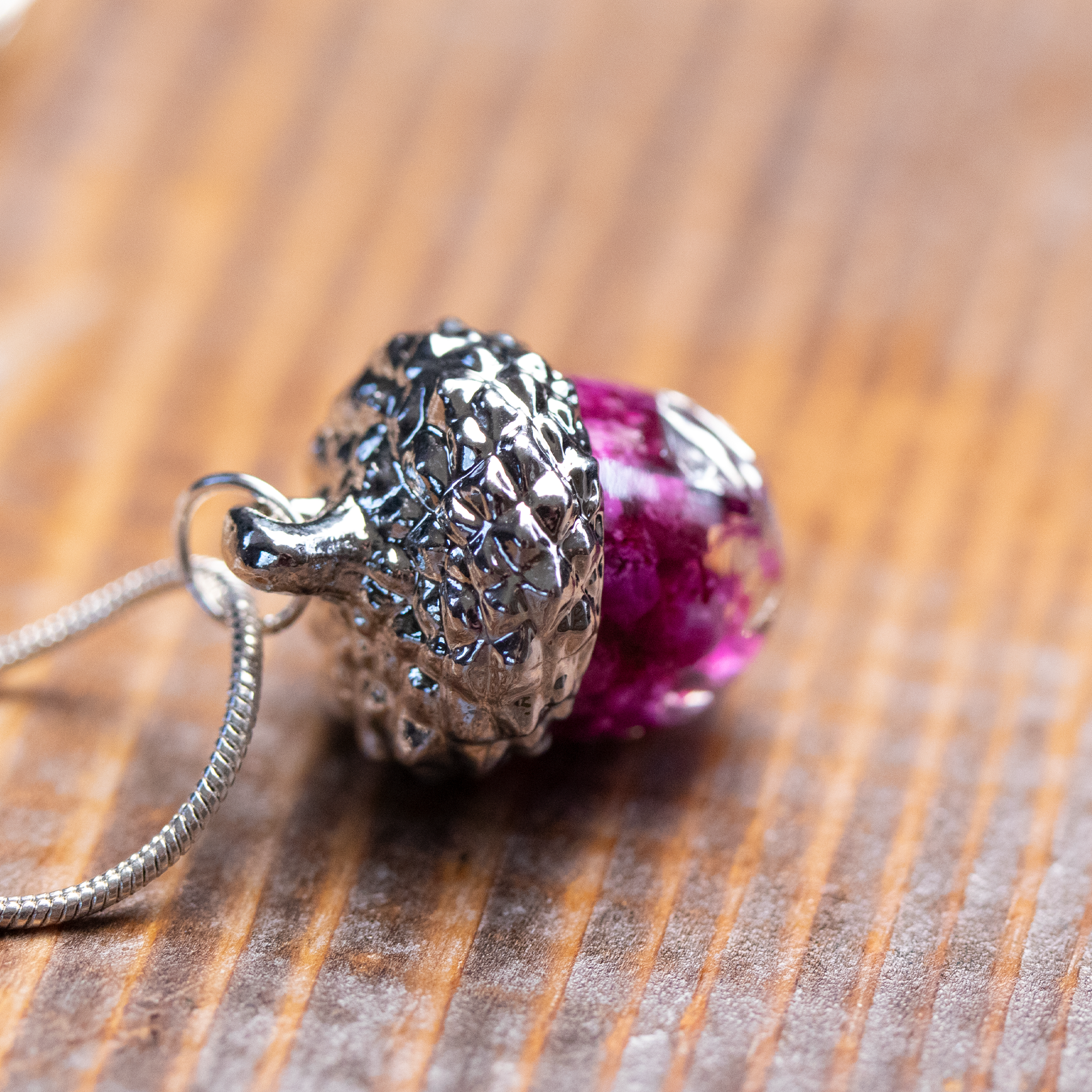 Dainty Rosé Amoré Botanical Acorn Pendant - Calico Unicorn