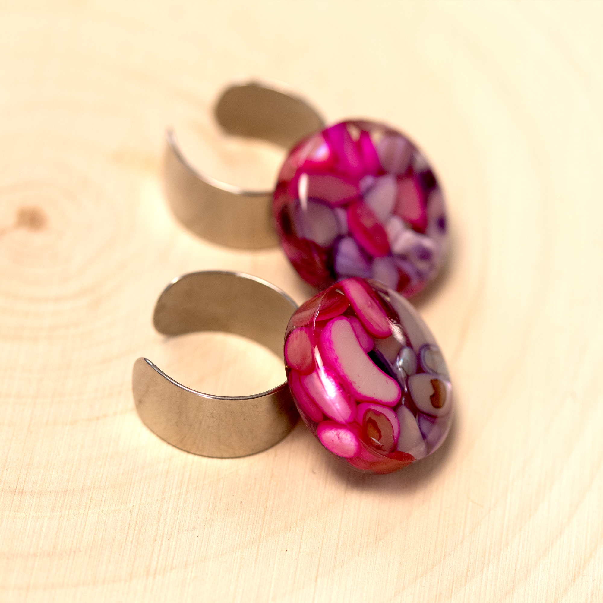 Pink and Purple Shell 'Wobble" Ring - Calico Unicorn