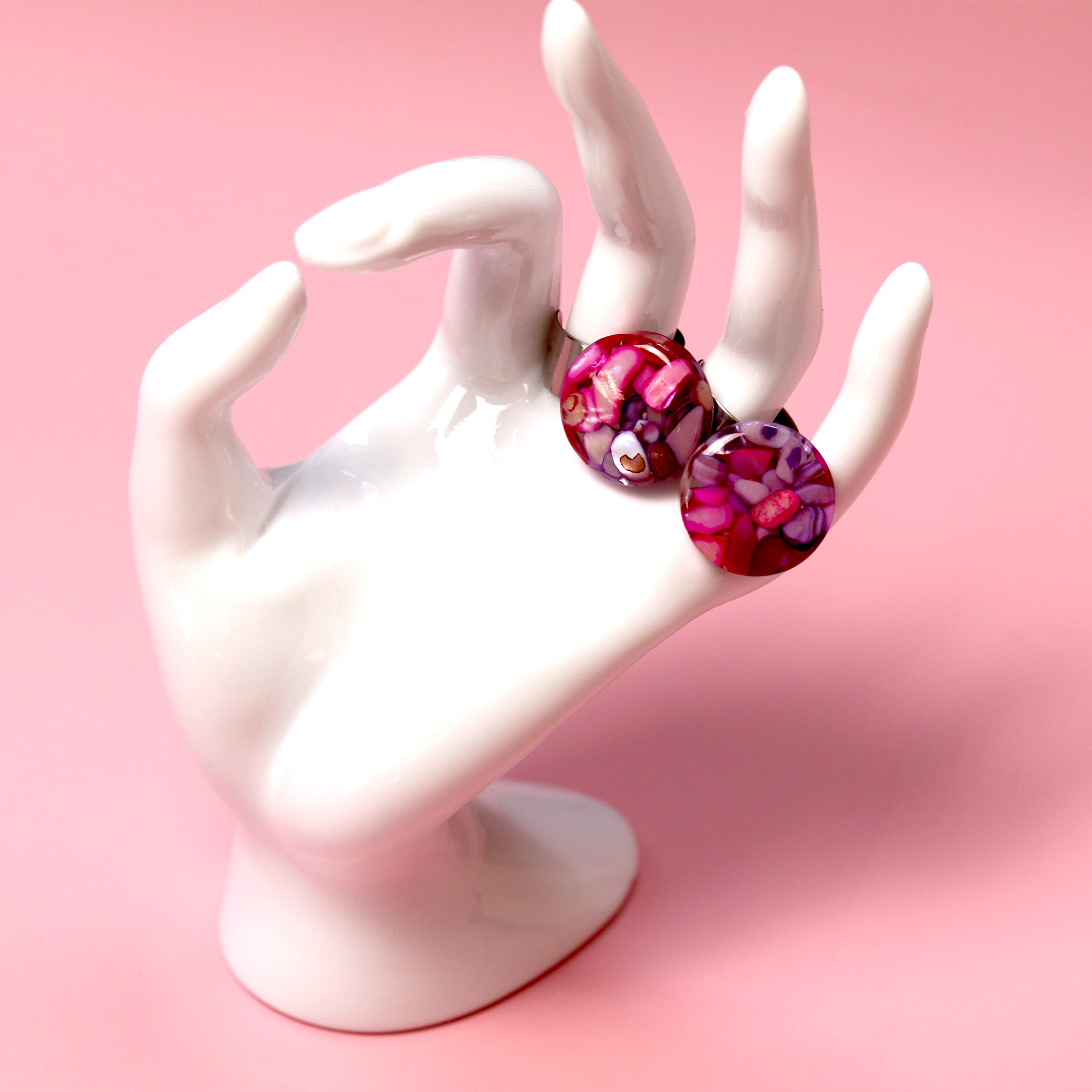 Pink and Purple Shell 'Wobble" Ring - Calico Unicorn