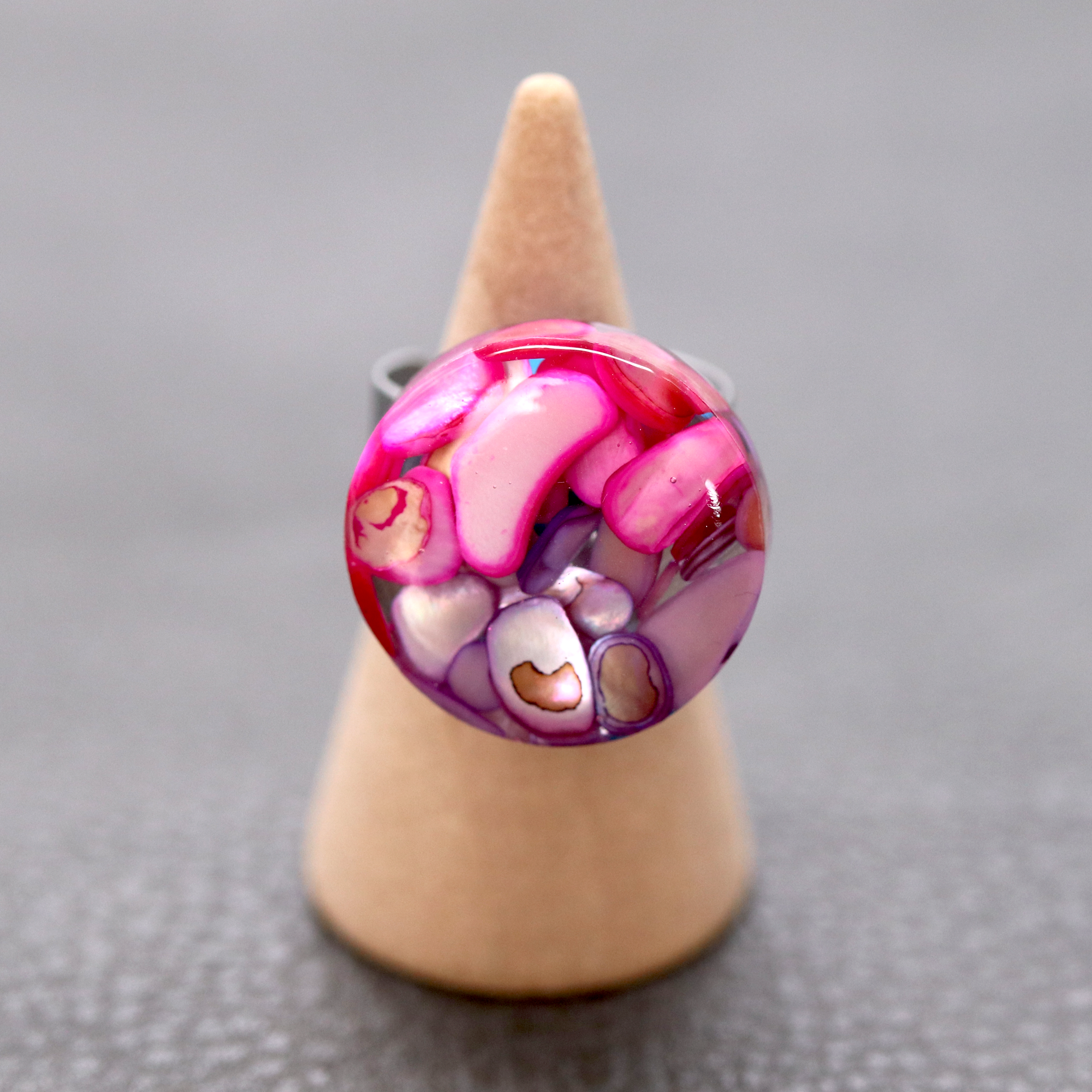 Pink and Purple Shell 'Wobble" Ring - Calico Unicorn
