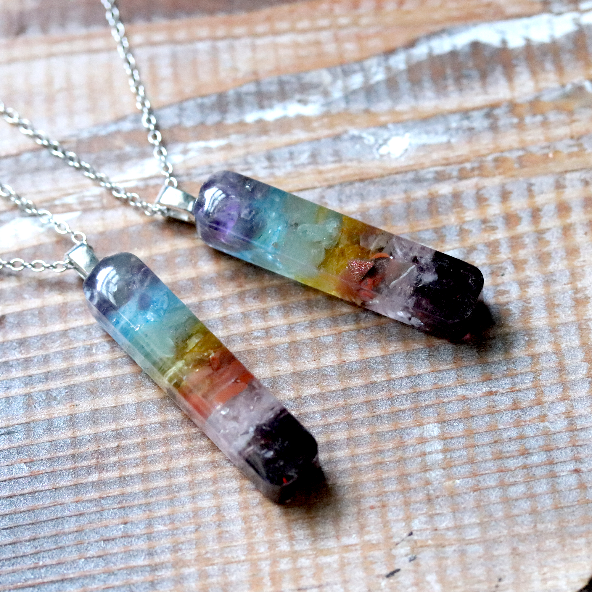Chakra Rainbow Healing Crystal Bar Pendant – Calico Unicorn