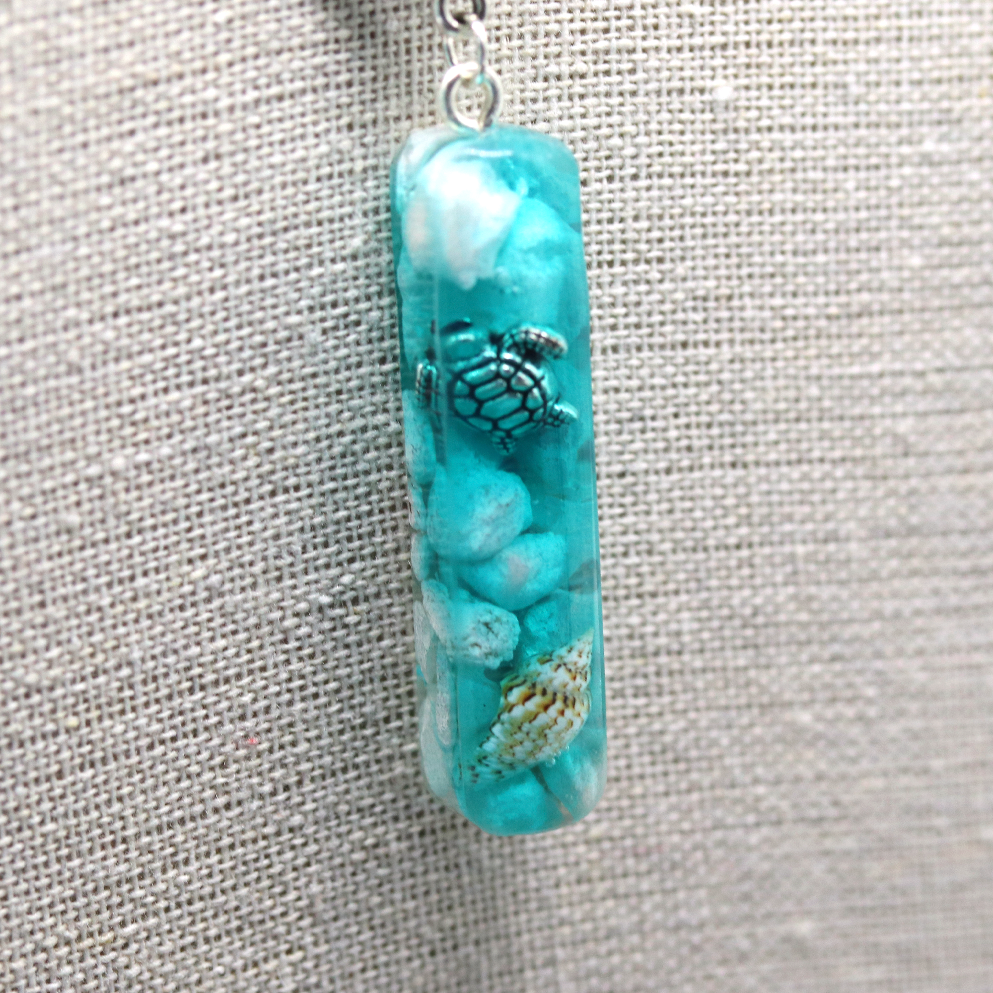 Aqua Underwater Turtle Seascape Bar Pendant image 4