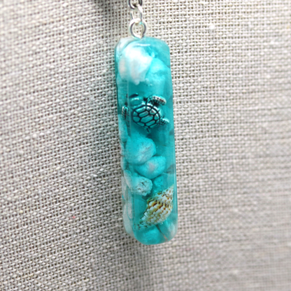 Aqua Underwater Turtle Seascape Bar Pendant image 4