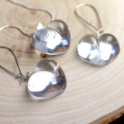 Simple Crystal-Clear Heart Earrings +Pendant Set image 0