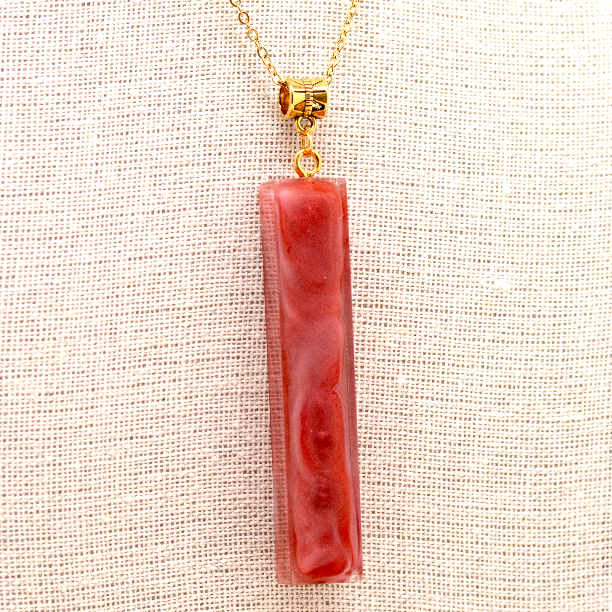 Smokey Red Marble Simple Bar Pendant image 1