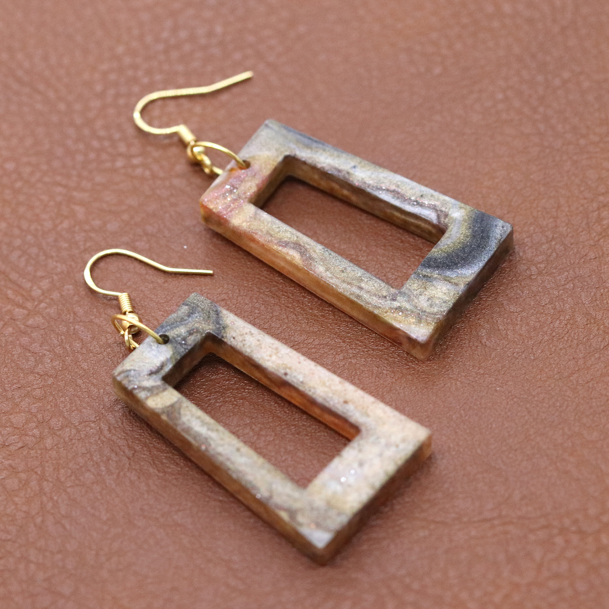 Smokey Tortoiseshell Boho Trapezoid-Shaped Earrings image 4