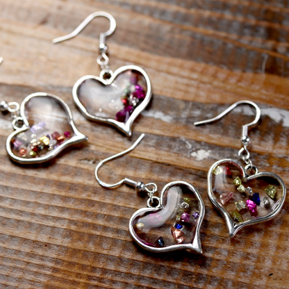 Confetti Heart Framed Earrings image 1