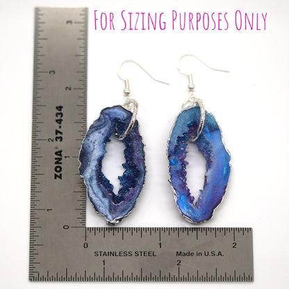 Blue Opal Geode Pendant + Earrings Set image 9