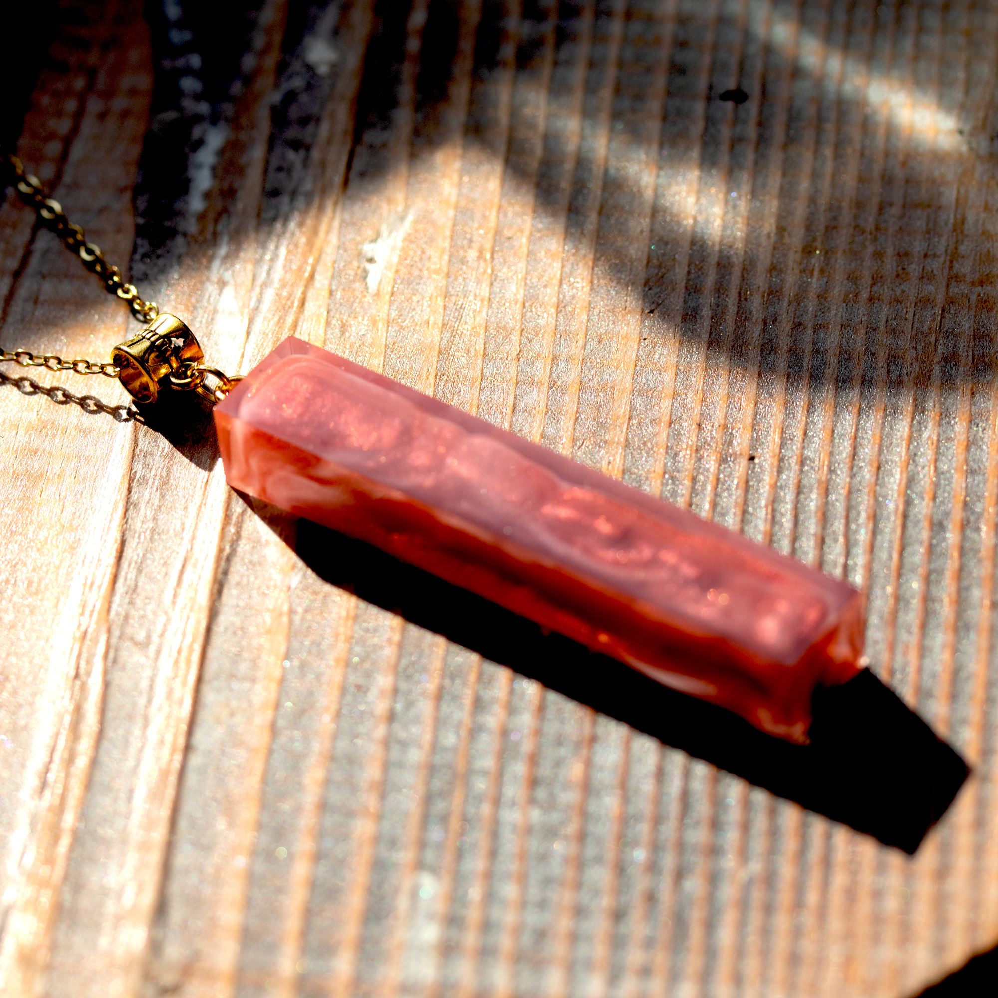 Smokey Red Marble Simple Bar Pendant image 0