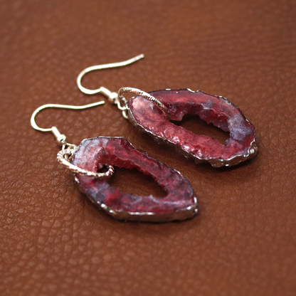 Burgundy Red Geode Earrings image 1