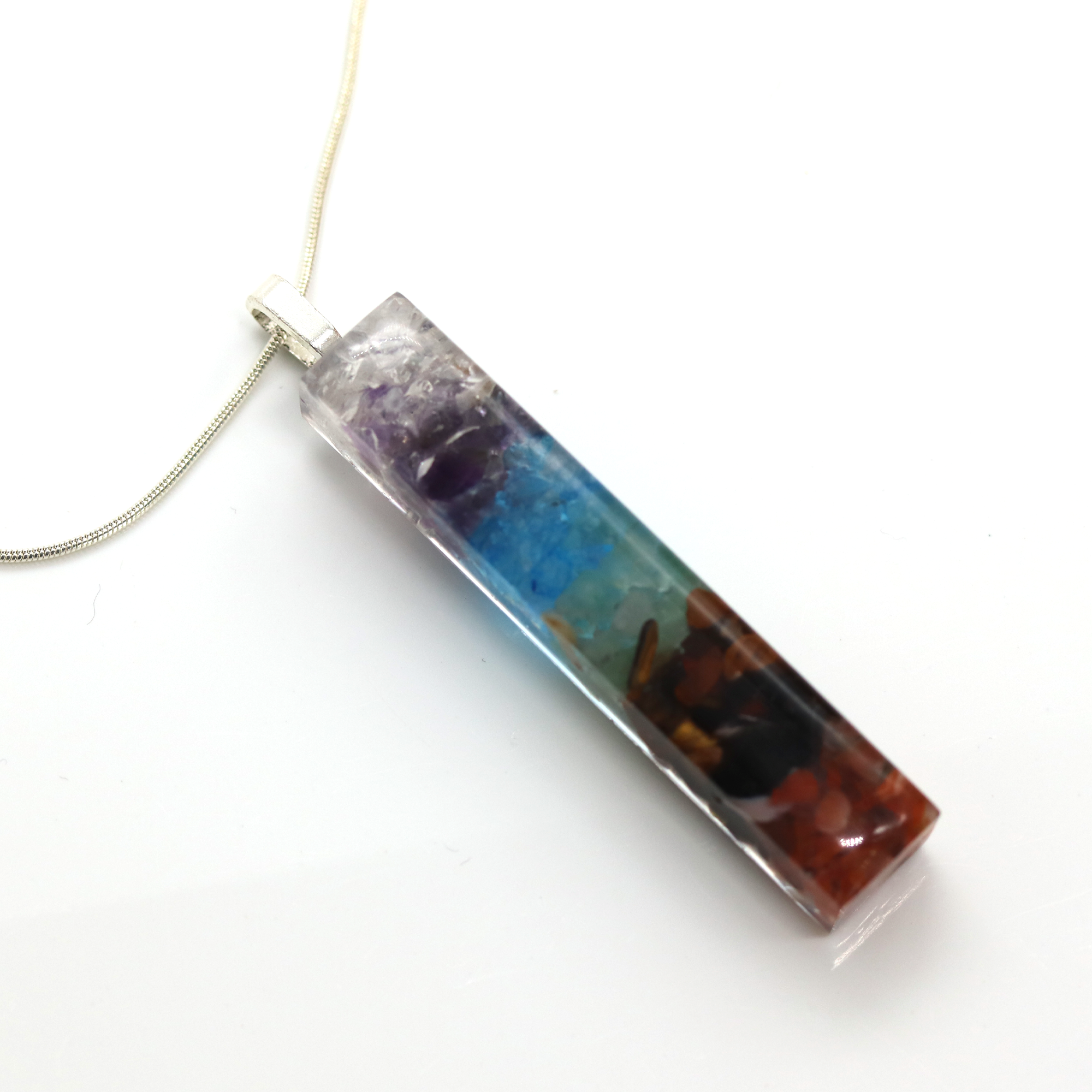 Minimalist 7 Chakra Stone Healing Crystals Bar Pendant image 6