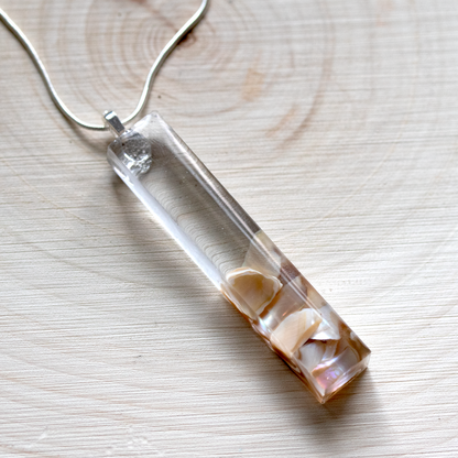 Minimalist Mother of Pearl Shell Bar Pendant image 0