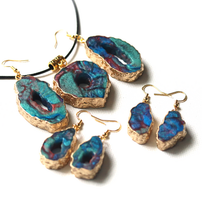 Earthy Galaxy Geode Big Earrings image 2