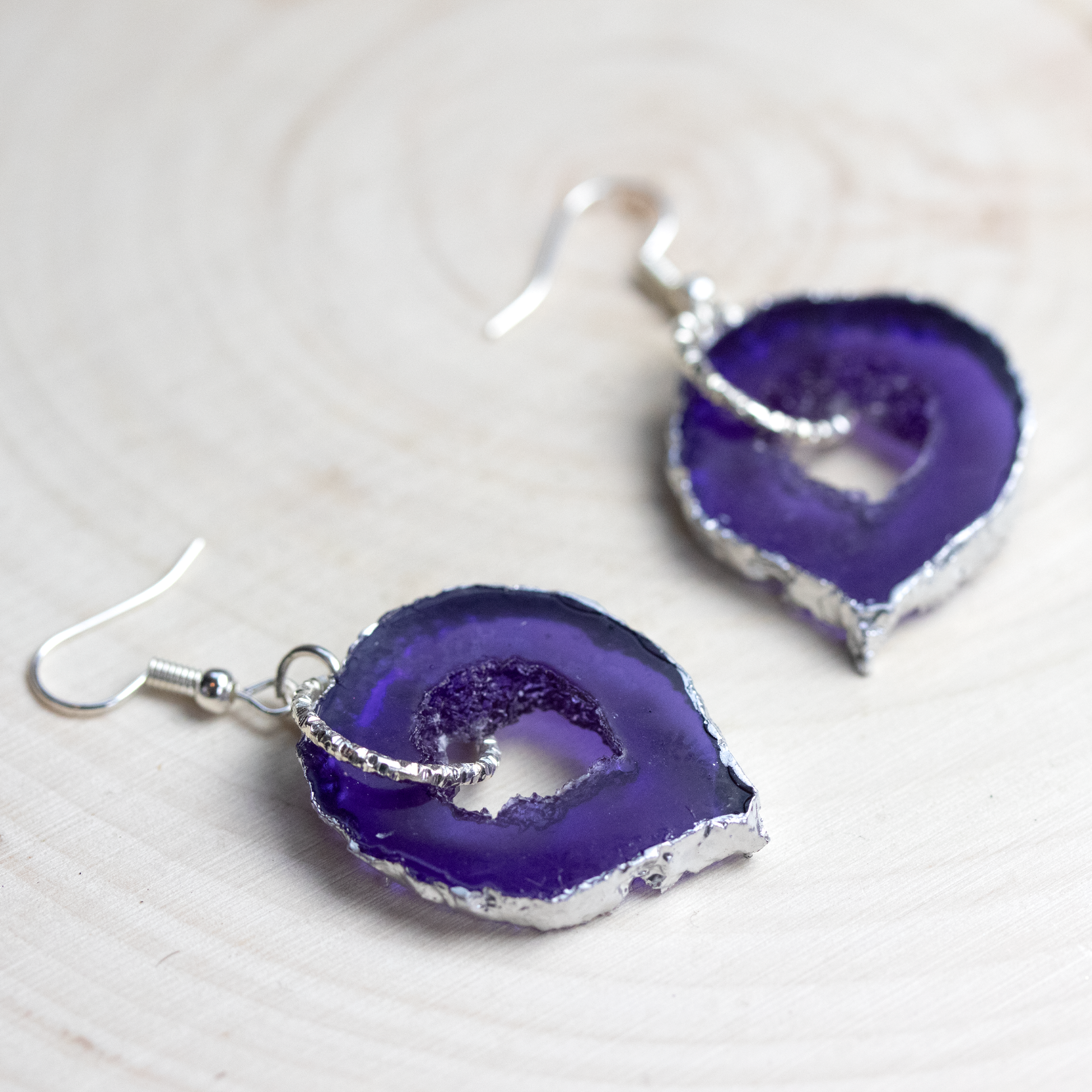 January - Garnet Birthstone Inspired Geode Earrings image 2