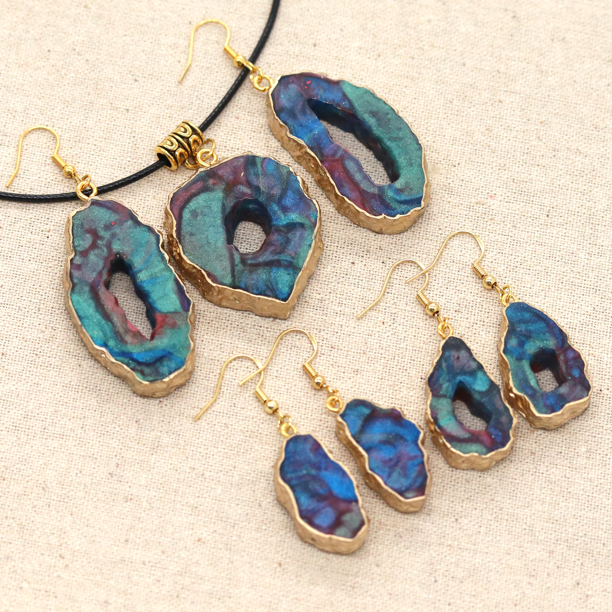 Earthy Galaxy Geode Big Earrings image 5