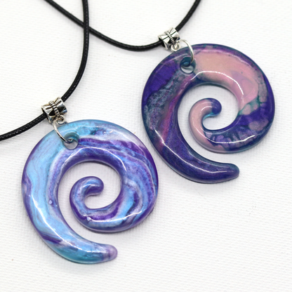 Purple + Blue Opal Marble Spiral Pendant image 3