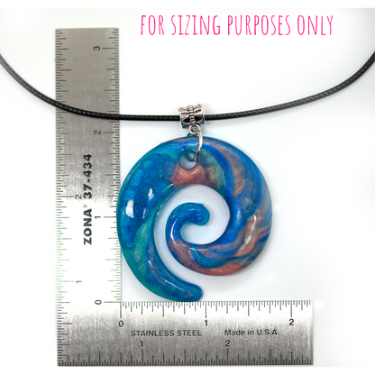 Raspberry Pink + Blue Marble Spiral Pendant image 10