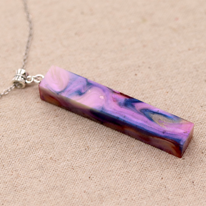 Pink + Purple Opal Marble Simple Bar Pendant image 2