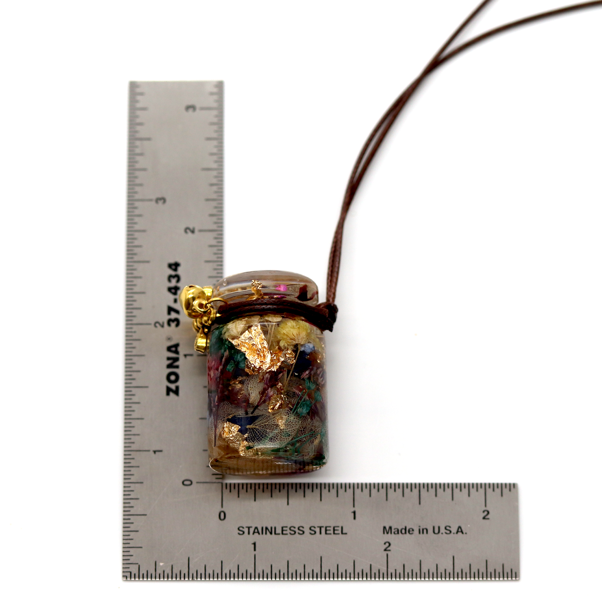 Botanical Gold Leaf Mason Jar Flower Pendant image 9