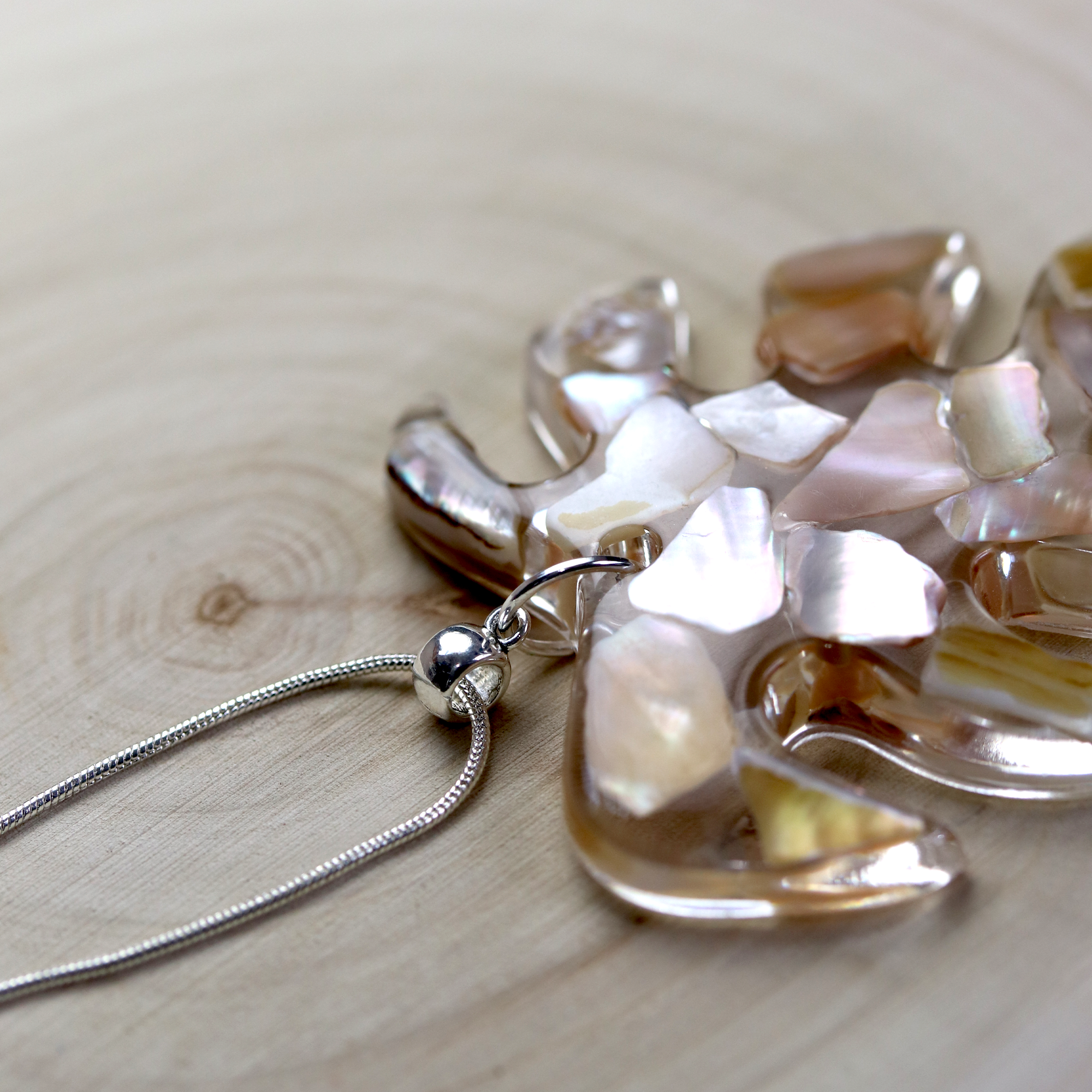 Monstera Leaf Mother of Pearl Shells Pendant image 0