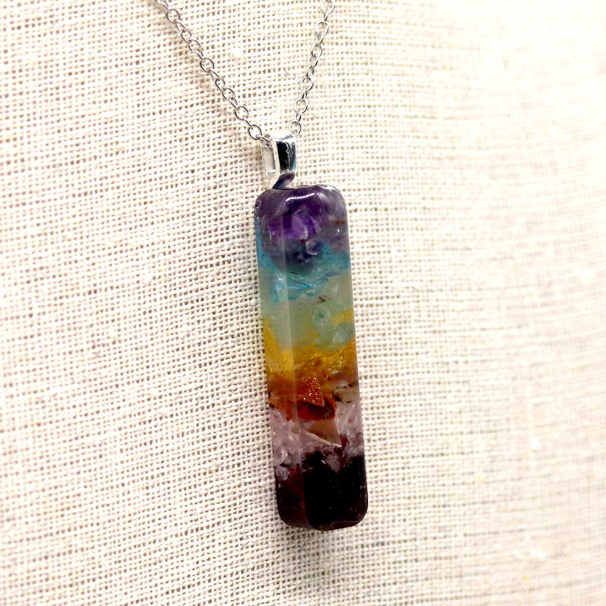 Chakra Rainbow Healing Crystal Bar Pendant image 2