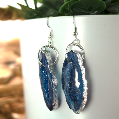 Blue Galaxy Geode Earrings image 8