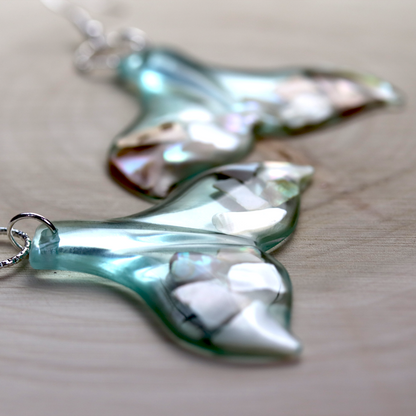 Whale Tail Mother of Pearl Shell Earrings image 0