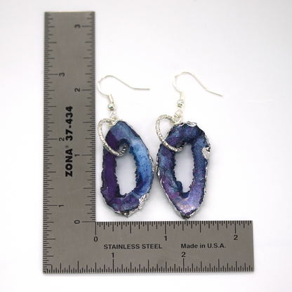 Blue + Purple Galaxy Geode Earrings image 6