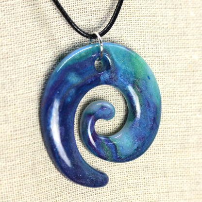 Blue Galaxy Marble Spiral Pendant image 4