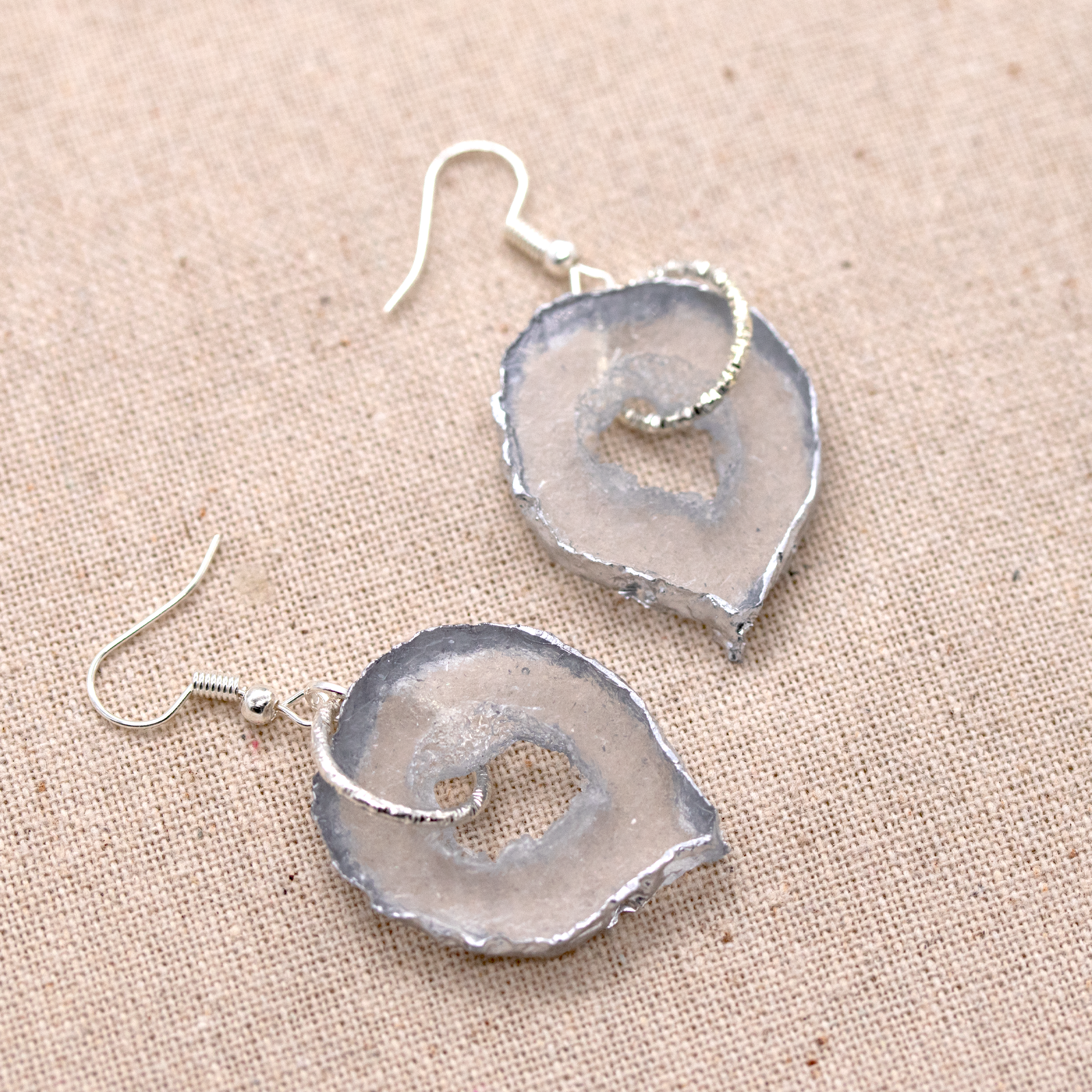 April - Diamond Birthstone Inspired Geode Earrings image 1